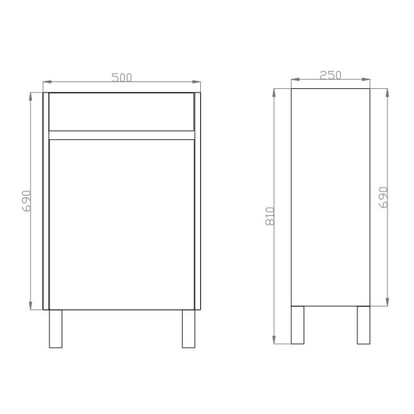 Mini Vanity Dark Oak Wood Grain PVC Vacuum Filmed MDF Board with Ceramic Top 500L*250D*830H (mm) - DO5025LG-CTR - Image 2
