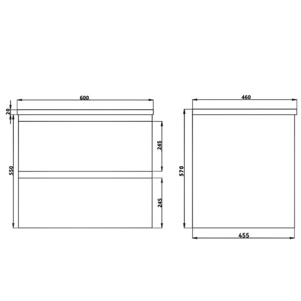 Wall Hung Berge PVC Filmed Color Vanity Dark Oak  Wood Grain 600L*460D*550H (mm) - Q6046DO - Image 5