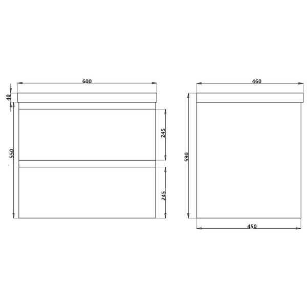 Wall Hung Berge PVC Filmed Color Vanity Dark Grey Wood Grain 600L*460D*550H (mm) - Q6046DG - Image 3