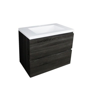Wall Hung Berge PVC Filmed Color Vanity Dark Grey Wood Grain 600L*460D*550H (mm) - Q6046DG