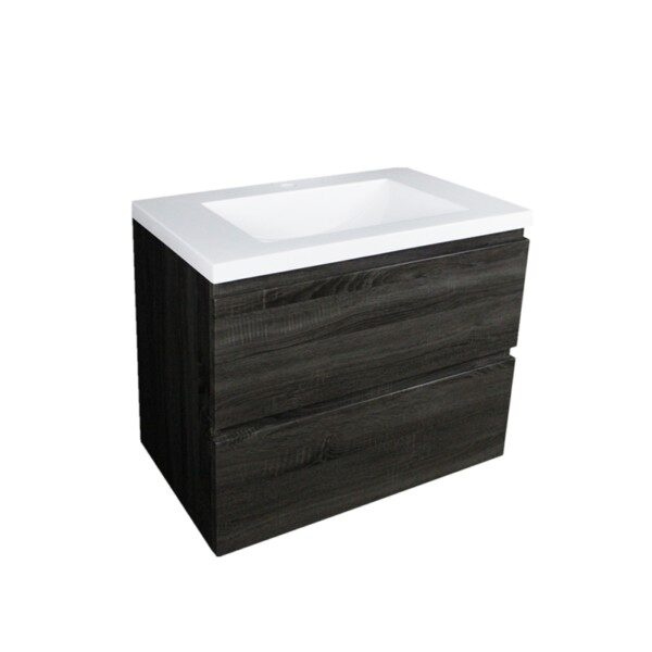 Wall Hung Berge PVC Filmed Color Vanity Dark Grey Wood Grain 600L*460D*550H (mm) - Q6046DG