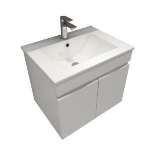 Wall Hung Berge PVC Filmed Color Vanity Matte White Wood Grain 590L*450D*500H (mm) - B64W-MW