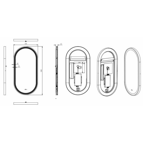 Olivia Iron Framed LED Mirror - LFMOV4590-BN - Image 4
