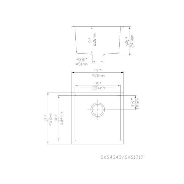 Quartz Top/Undermount Kitchen Sink - QKS4343-MW - Image 2