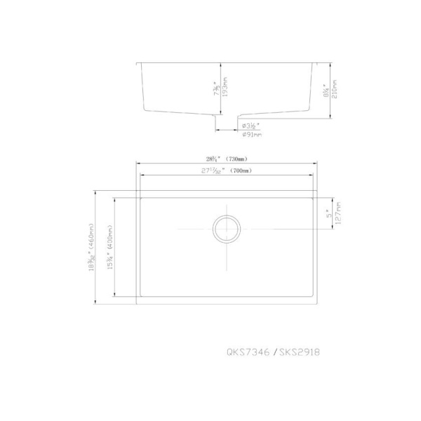 Quartz Top/Undermount Kitchen Sink - QKS7346-MW - Image 2