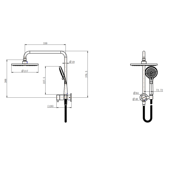 Half Shower Column Set Round - Image 2