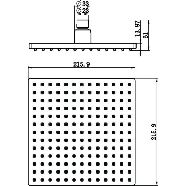 Square Shower Head 215mm - Image 2
