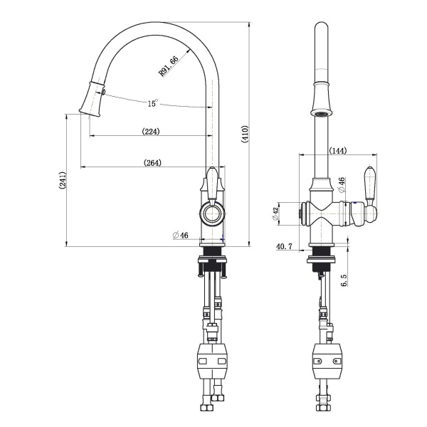 Bordeaux Pull-Out Kitchen Mixer - Image 2