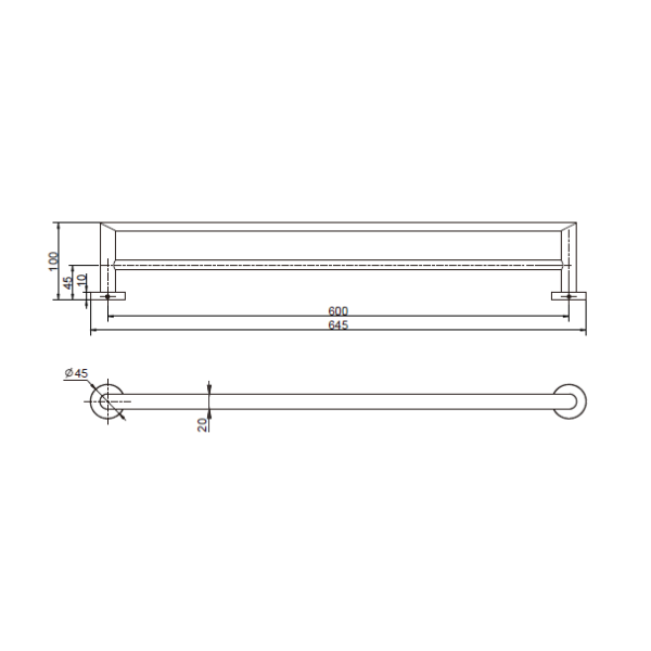 Eva Single Towel Rail 750mm - Image 2