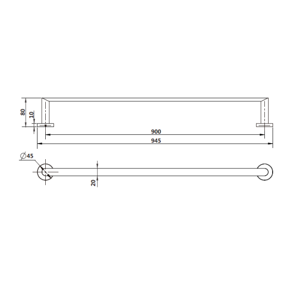 Eva Single Towel Rail 900mm - Image 2
