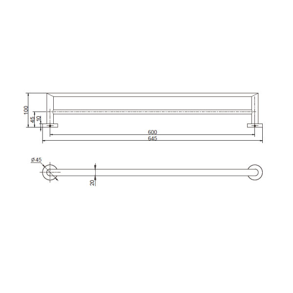 Eva Double Towel Rail 600mm - Image 2