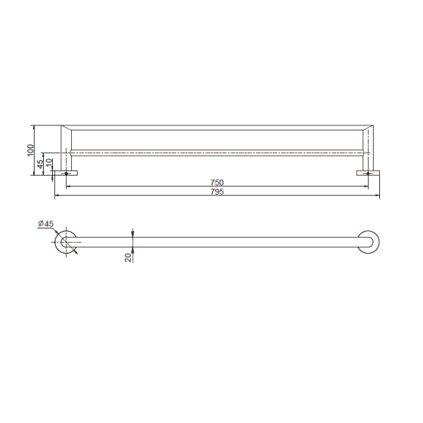Eva Double Towel Rail 750mm - Image 2
