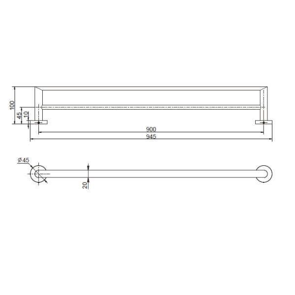 Eva Double Towel Rail 900mm - Image 2