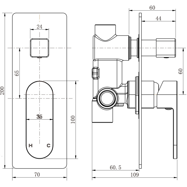Eva Mini Shower Diverter Mixer - Image 2