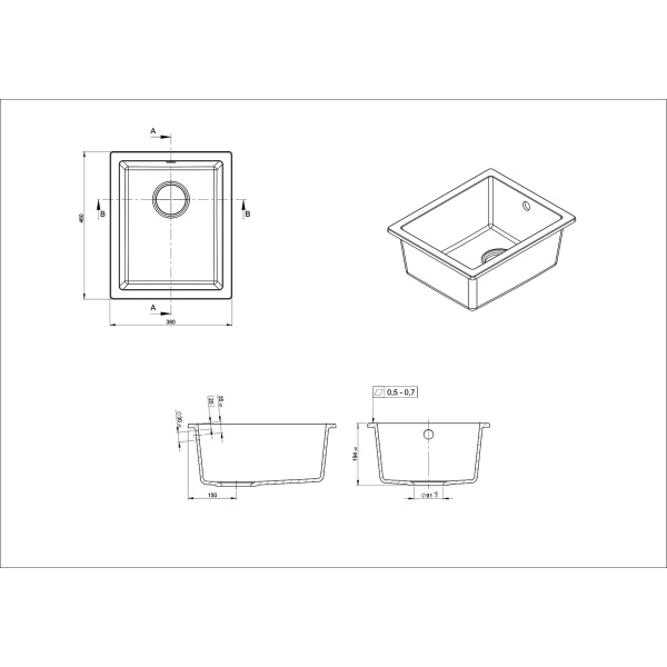 Como Single Bowl Granite Sink 18L - Image 2
