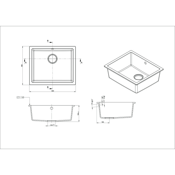 Como Single Bowl Granite Sink 28L - Image 2