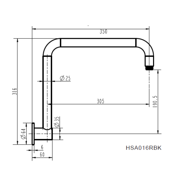 Round High Rise Shower Arm - Image 2