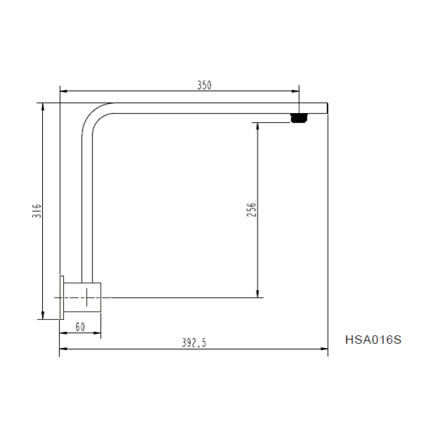 Square High Rise Shower Arm - Image 2