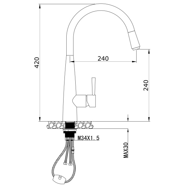 Kasper Pull-Out Kitchen Mixer - Image 2
