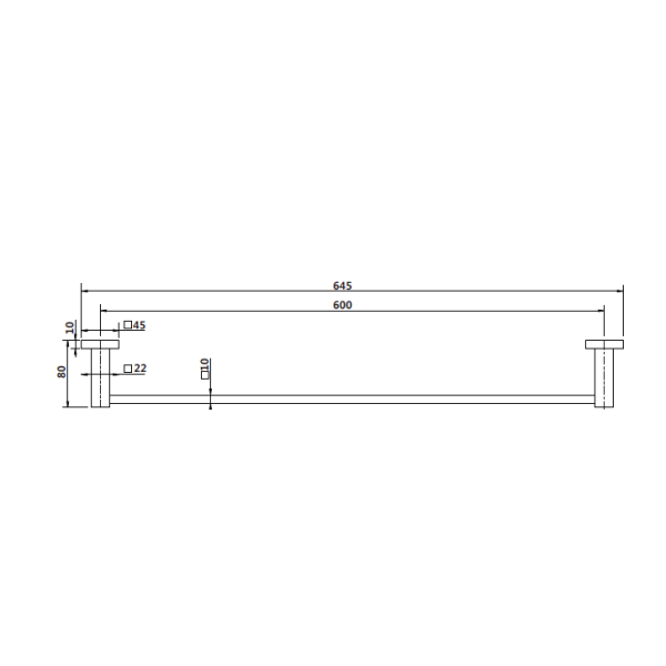 Lux Single Towel Rail 600mm - Image 2