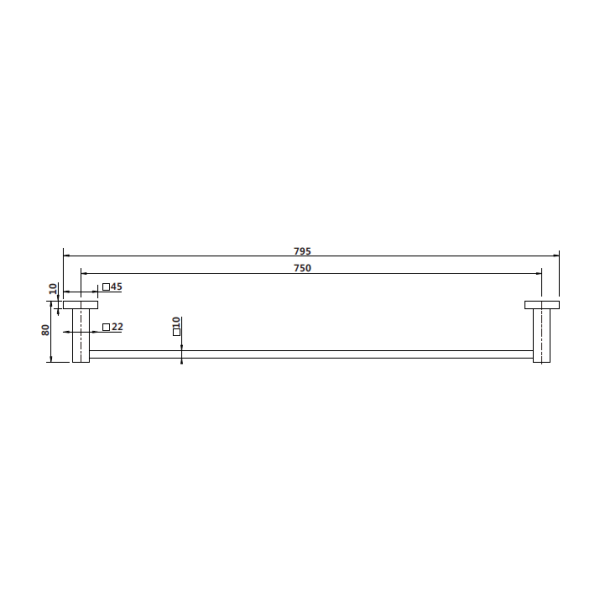 Lux Single Towel Rail 750mm - Image 2