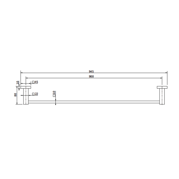 Lux Single Towel Rail 900mm - Image 2