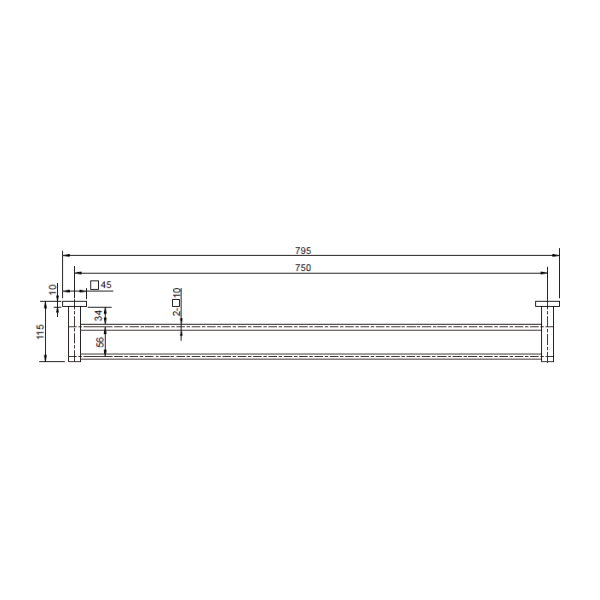 Lux Double Towel Rail 750mm - Image 2