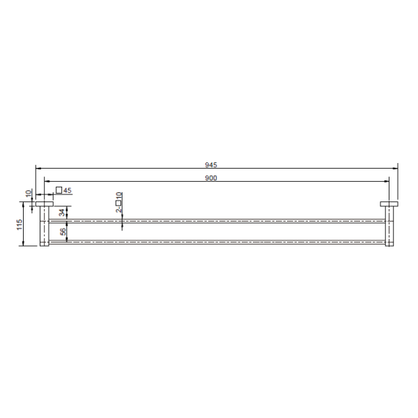 Lux Double Towel Rail 900mm - Image 2
