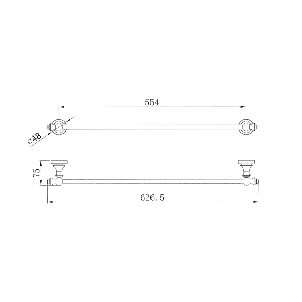 Medoc Single Towel Rail 600mm - Image 2