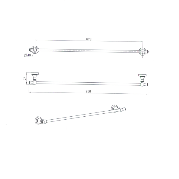 Medoc Single Towel Rail 750mm - Image 2