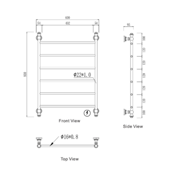 Medoc 6 Bar Heated Towel Rail - Image 2