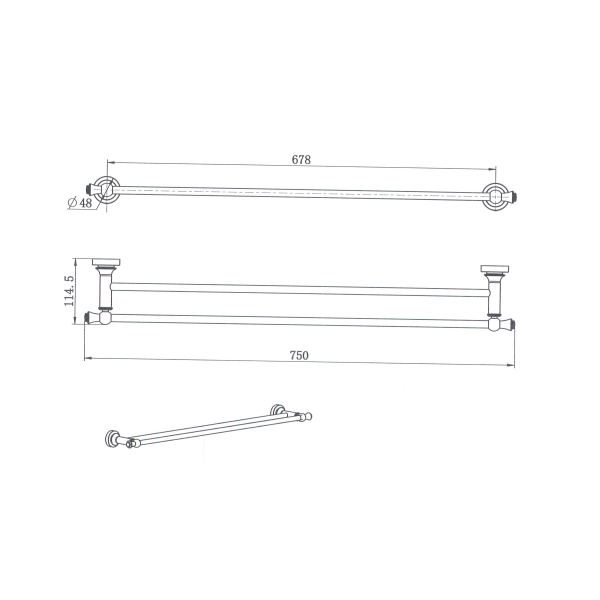 Medoc Double Towel Rail 750mm - Image 2