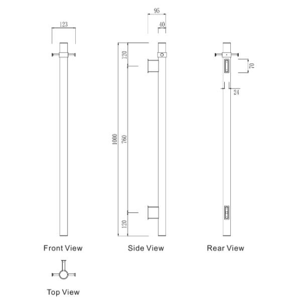Mirage Vertical Heated Towel Rail - Image 2