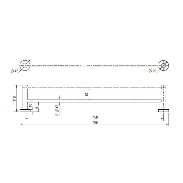 Mirage Double Towel Rail 750mm - Image 2
