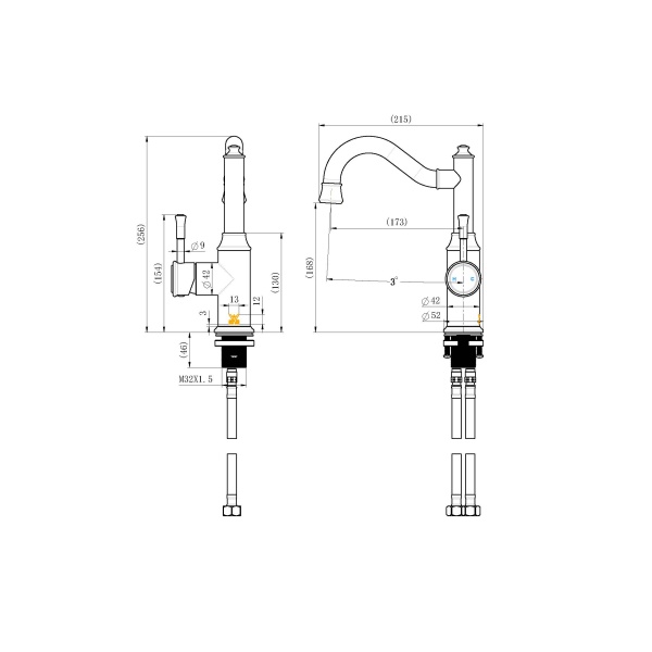 Montpellier Shepherds Crook High Rise Basin Mixer - Image 2