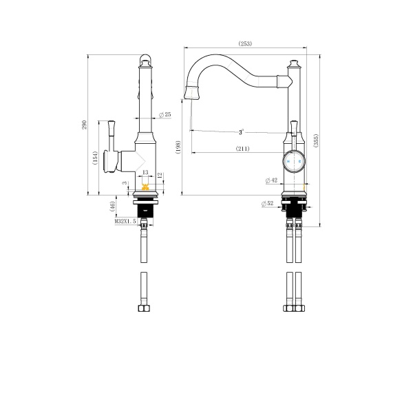 Montpellier Shepherds Crook Kitchen Mixer - Image 2