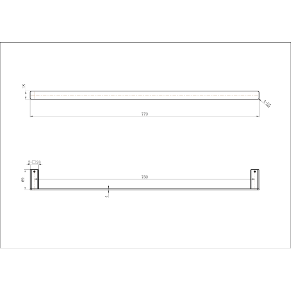 Nova Single Towel Rail 750mm - Image 2