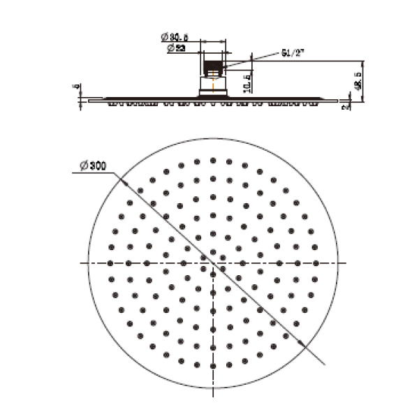 Stainless Steel Round Shower Head 300mm - Image 2