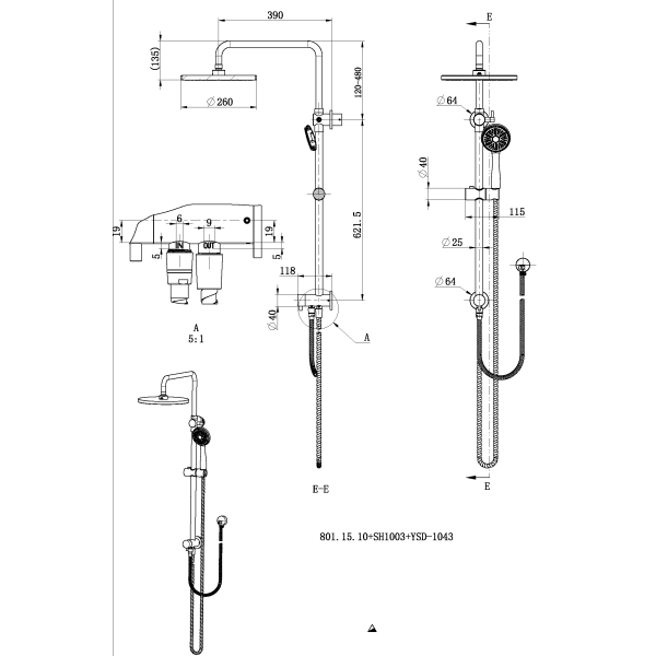Star Twin Hose Shower Column Set - Image 2