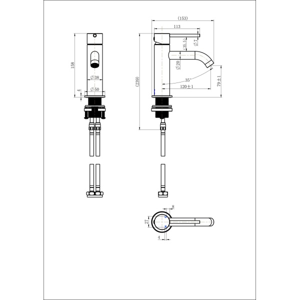 Star Mini Basin Mixer Curved Spout - Image 2