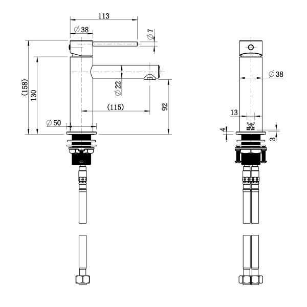 Star Mini Basin Mixer With Knurled Handle - Image 2