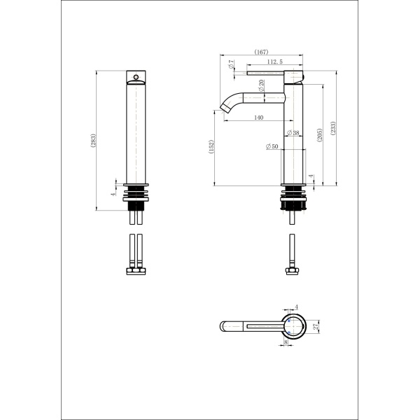 Star Mini Mid-Rise Basin Mixer Curved Spout - Image 2