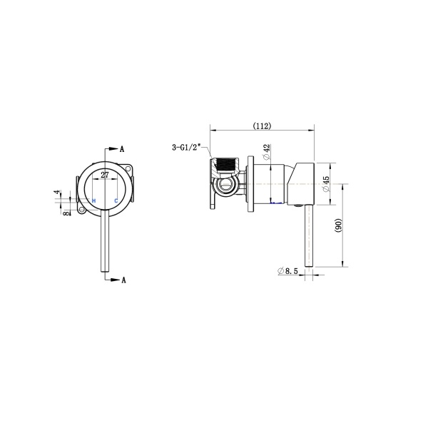 Star Mini Shower Mixer 60mm - Image 2