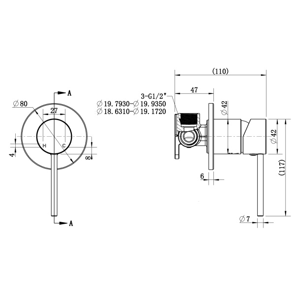 Star Mini Shower Mixer With Knurled Handle - Image 2