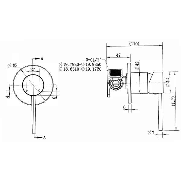 Star Mini Shower Mixer 80mm - Image 2