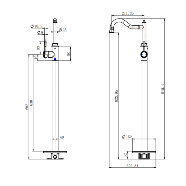 Montpellier Freestanding Bath Mixer - Image 2