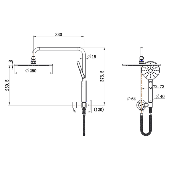 Star Compact Half Shower Column Set - Image 4