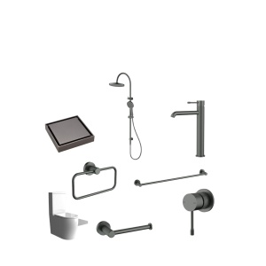 IKON Linie Fluted Gunmetal Bathroom package