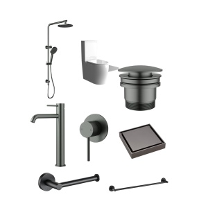 Zeda Gunmetal Round Bathroom package