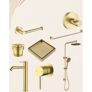 Zeda Brushed Gold Round Bathroom Package